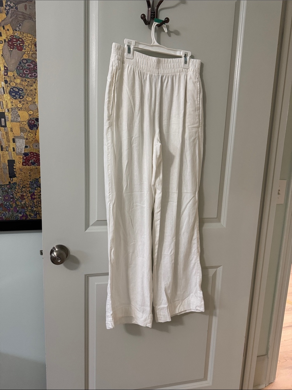 Old Navy Cream Wide-Leg Linen-Blend Pants